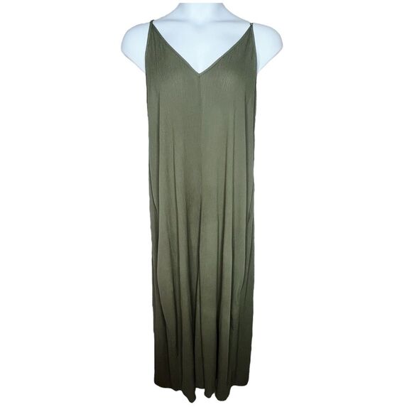 NWT Treasure & Bond Maxi Dress sz L / Large * Olive Green Flowy Beachy Pockets - Picture 1 of 5